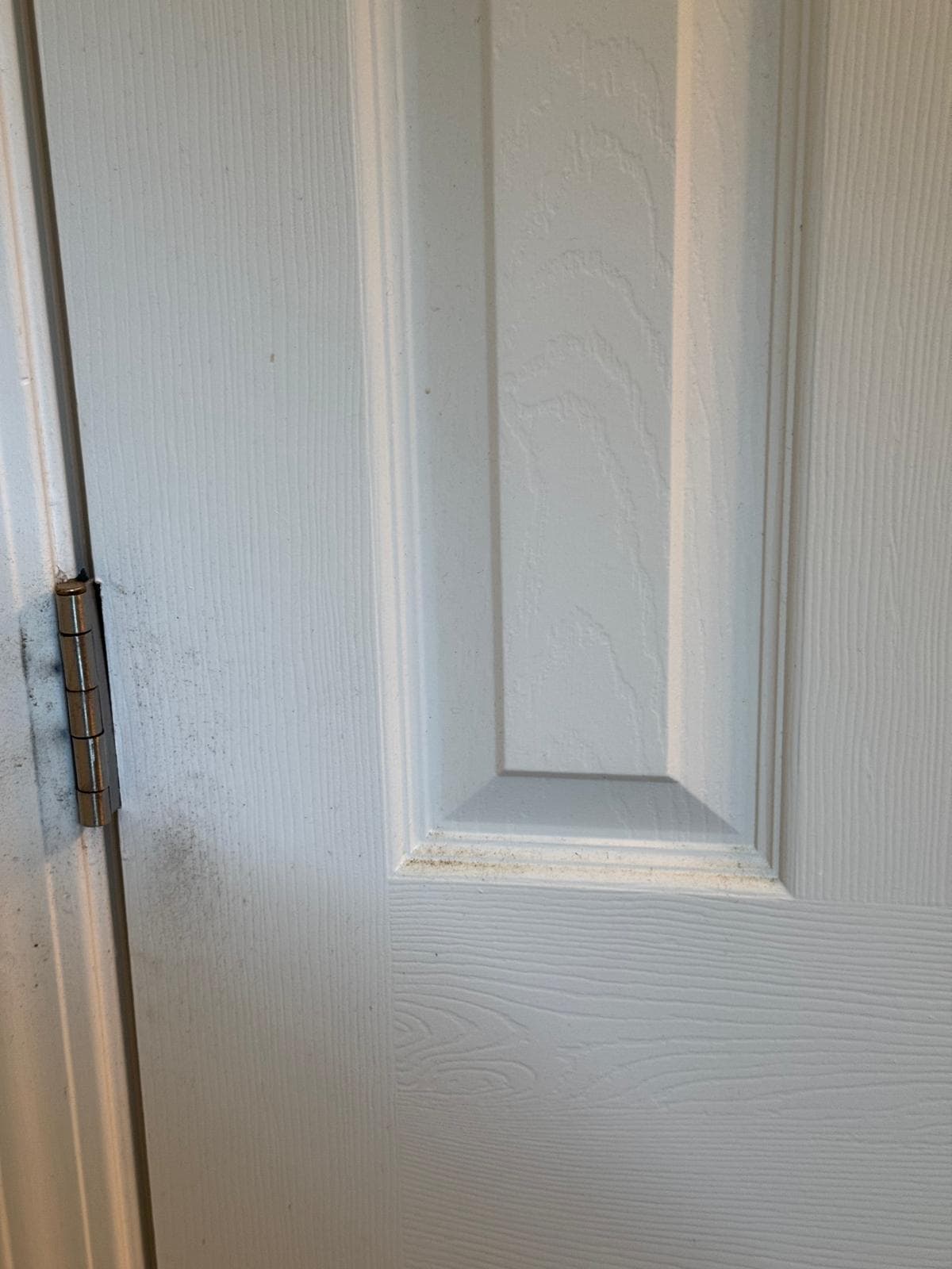 Door hinge area before detailed cleaning