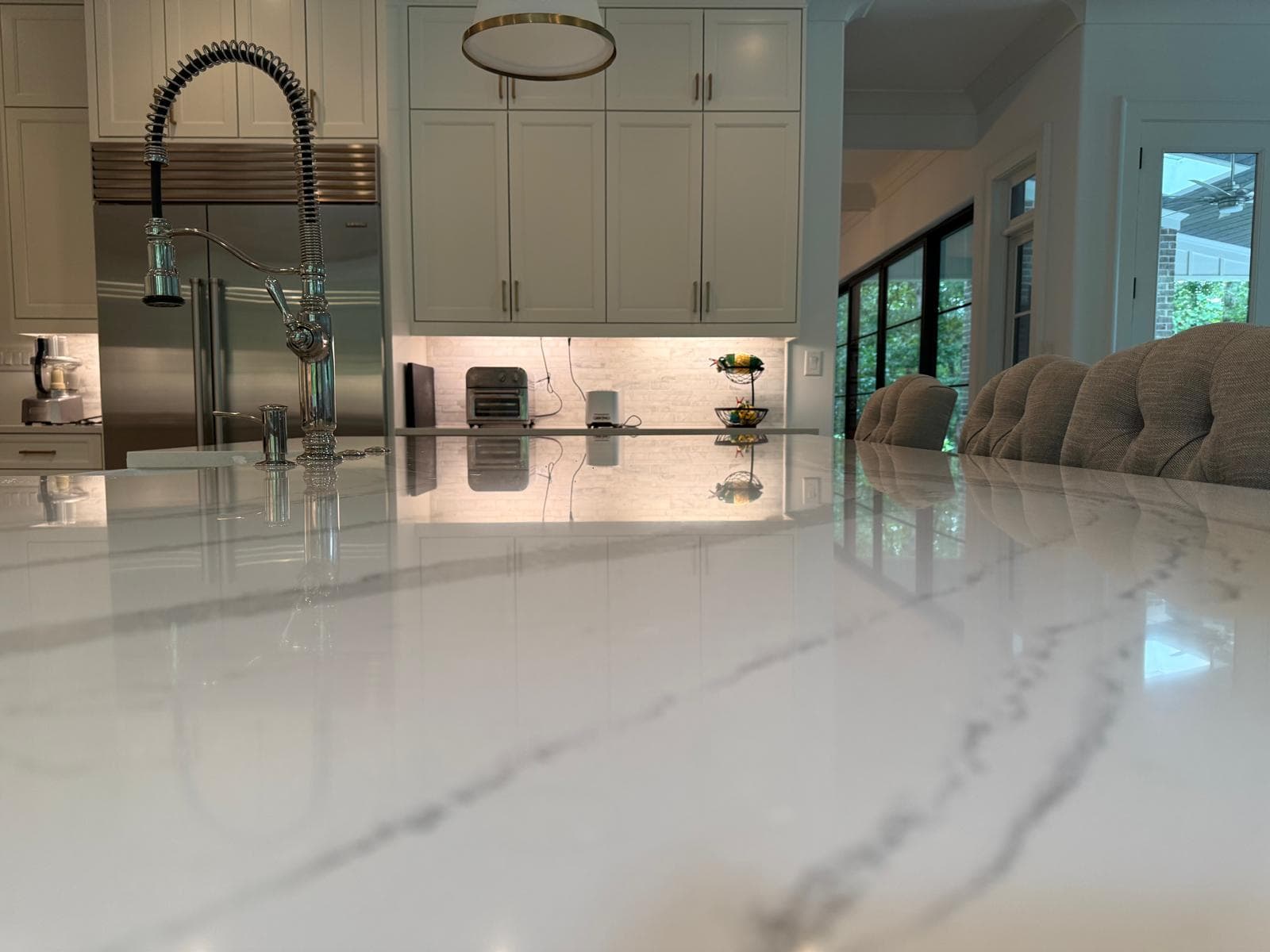 Polished kitchen island after cleaning